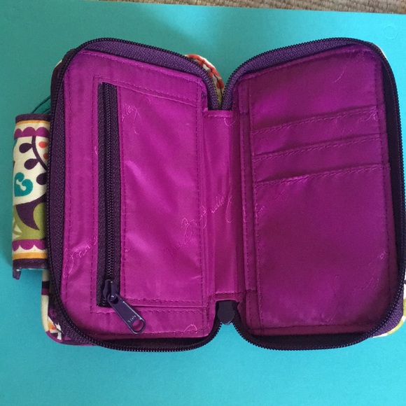 Vera Bradley Wallet Wristlet CC Holder Purple Teal Print New Without Tags - Picture 4 of 6